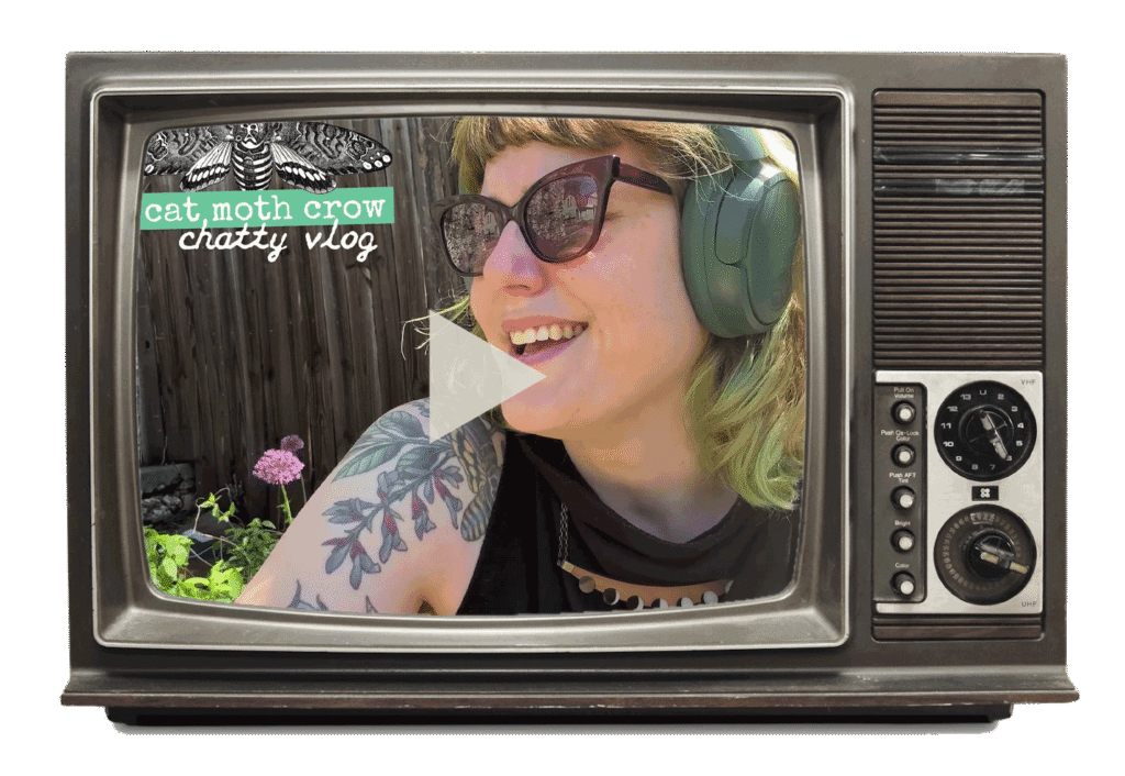 A tv set with the thumbnail from Dayna's latest vlog. Click on it to watch the vlog if you're part of the snail mail society.