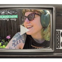 A tv set with the thumbnail from Dayna's latest vlog. Click on it to watch the vlog if you're part of the snail mail society.