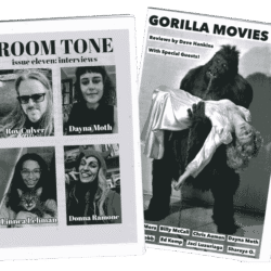 Two b&w zines: Room Tone issue 11 and Gorilla Movies #2